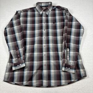 Cinch Shirt Mens Large Blue Red Plaid Button Down Long Sleeve Western Casual